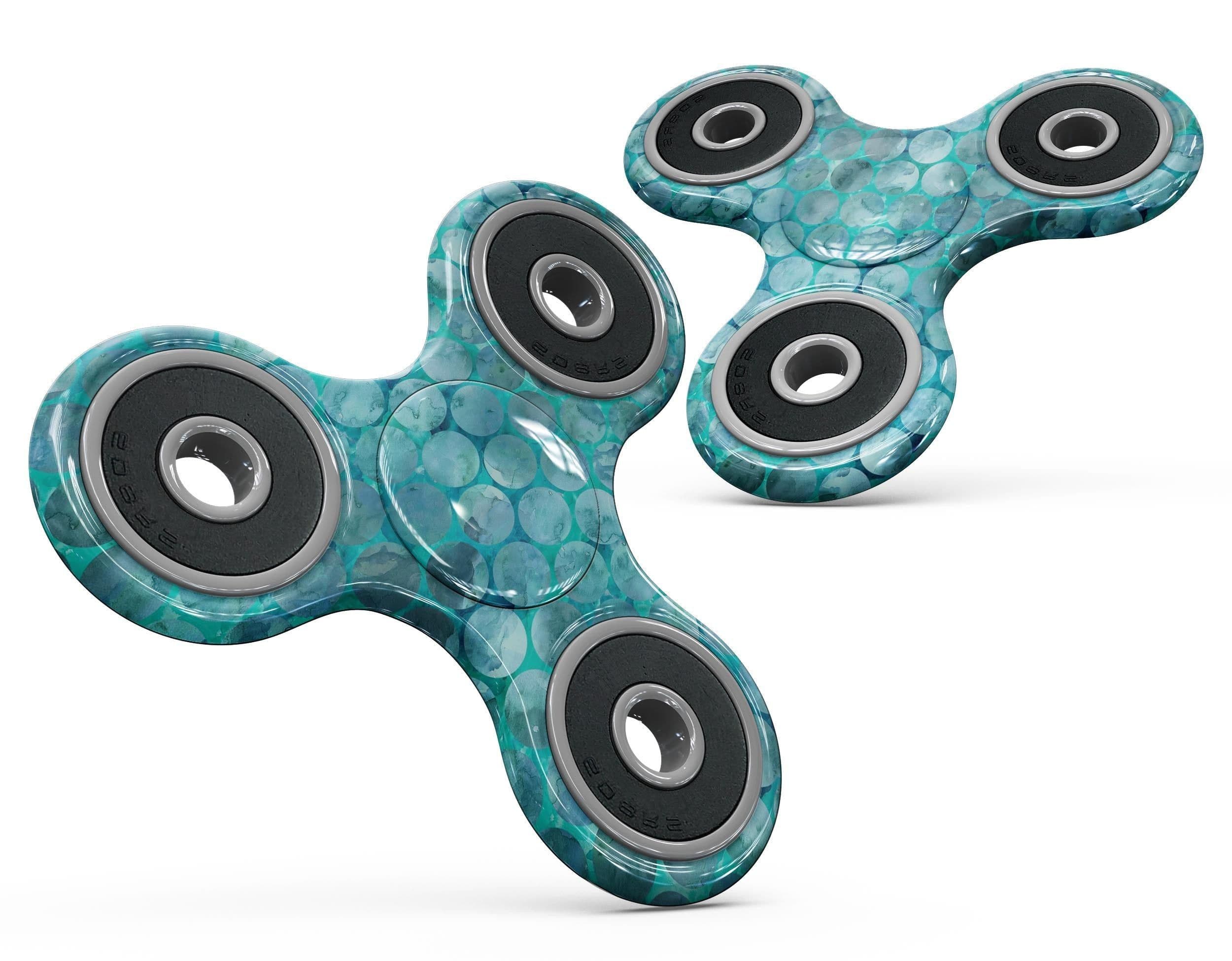 image-Aqua Sorted Large Watercolor Polka Dots Full-Body Fidget Spinner