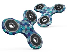 image-Blue Watercolor Hexagon Pattern Full-Body Fidget Spinner Skin-Kit