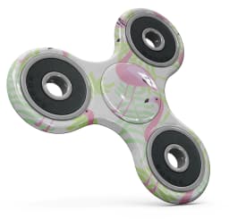 image-Flamingos Over Green Leaves Full-Body Fidget Spinner Skin-Kit
