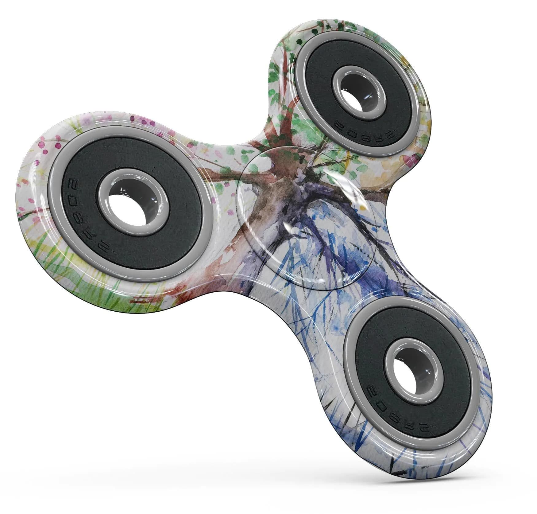 image-Abstract Colorful WaterColor Vivid Tree Full-Body Fidget Spinner