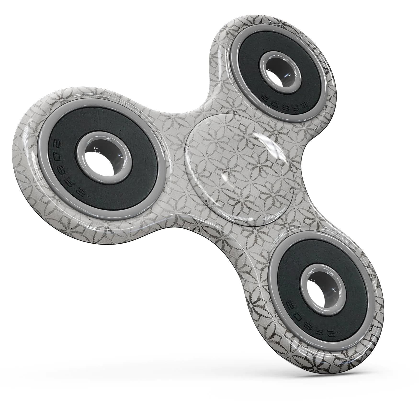 image-Black and White Floral Chess Pattern Full-Body Fidget Spinner Skin-Kit