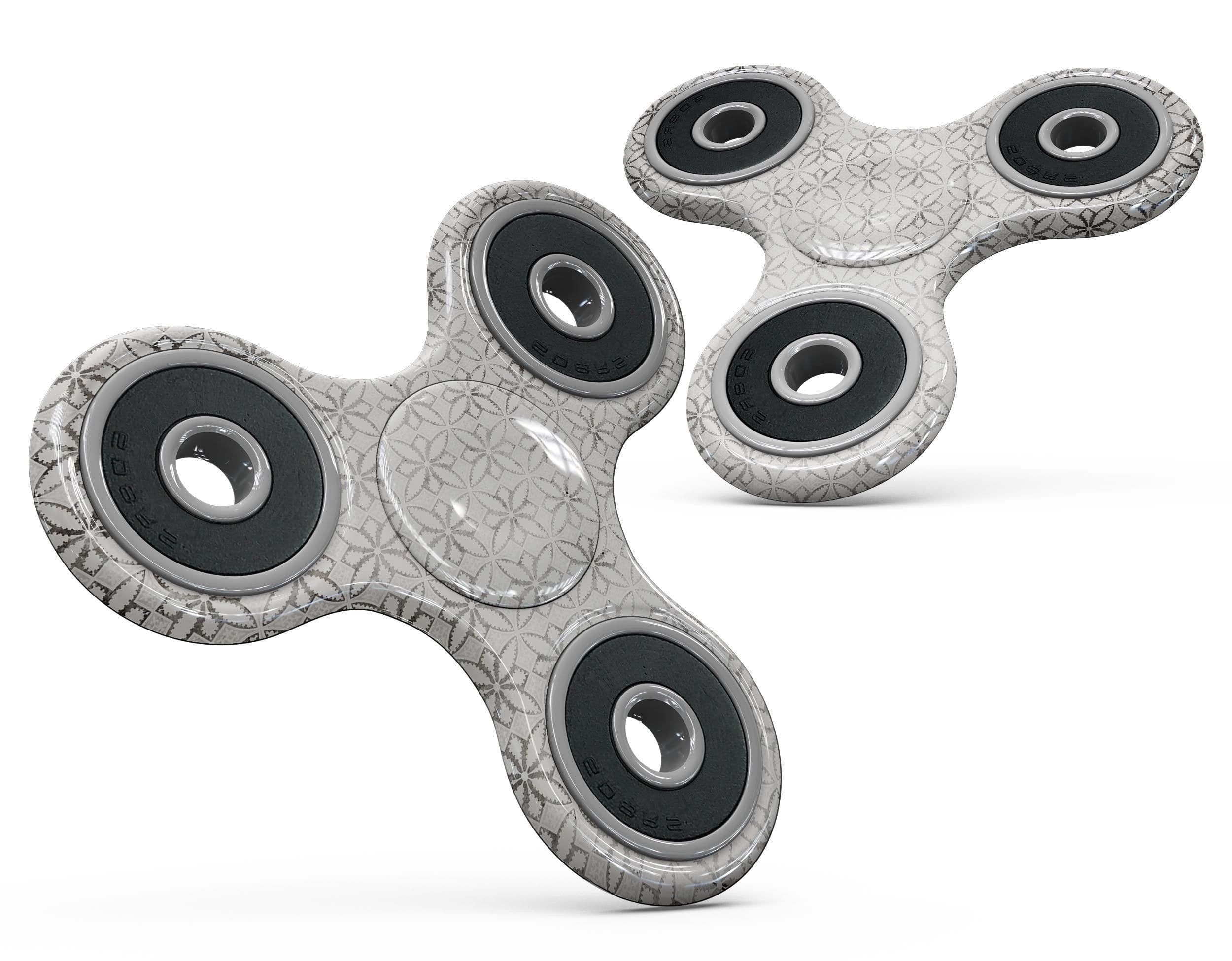 image-Black and White Floral Chess Pattern Full-Body Fidget Spinner Skin-Kit
