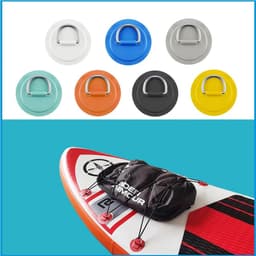 image-4pcs D Ring Pad PVC Patch Boat Deck Rigging with 2.5m Black Elastic Bungee Rope Inflatable Stand Up Paddle Board SUP Accessories