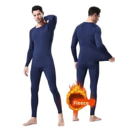 image-Men's Sports Underwear Fleece Thermal Compression Tights Ski Base Layer Tracksuit Skiing Winter Thermal Underwear Running Set