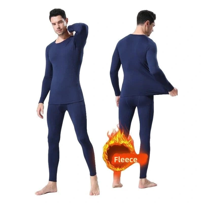 image-Men's Sports Underwear Fleece Thermal Compression Tights Ski Base Layer Tracksuit Skiing Winter Thermal Underwear Running Set
