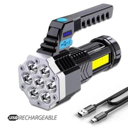 image-High Power Rechargeable Led Flashlights 7LED Camping Torch With Cob Side Light Lightweight Outdoor Lighting ABS Material