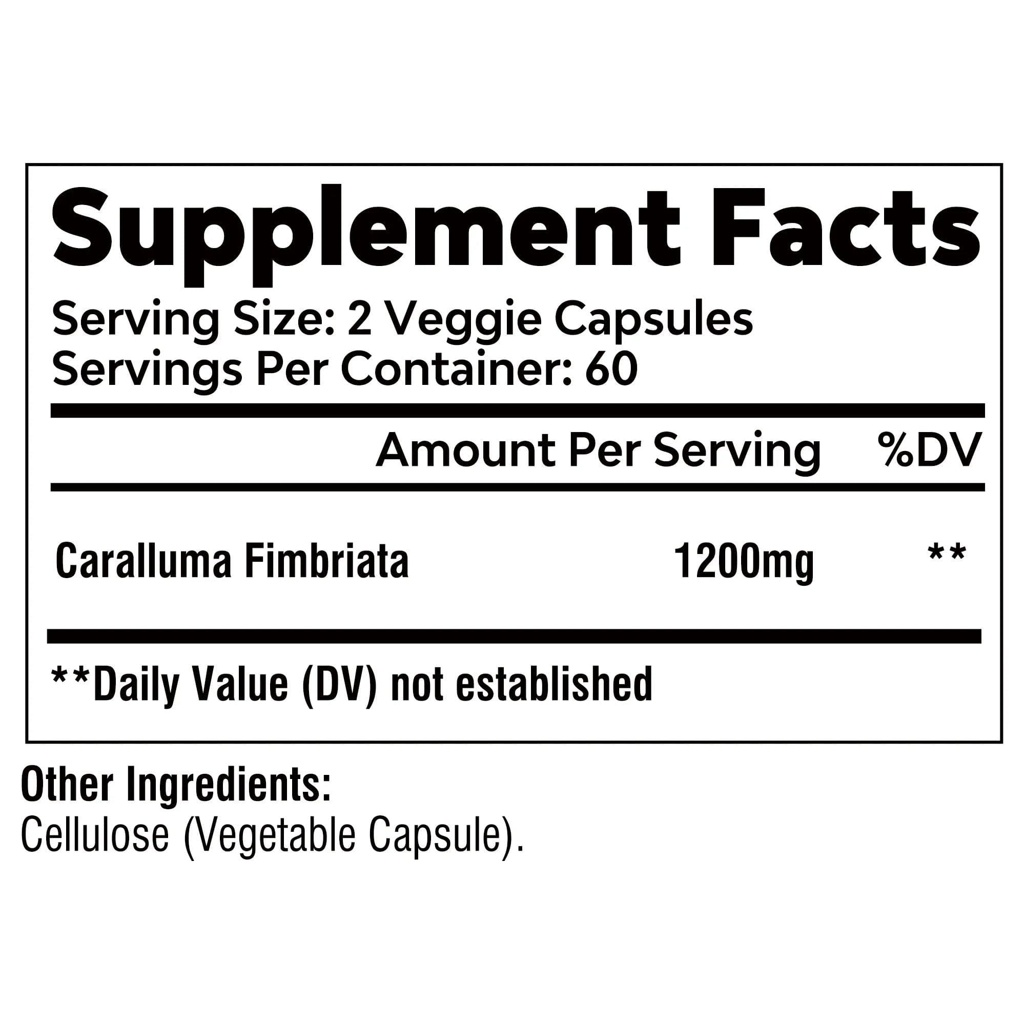 image-Caralluma Fimbriata Capsules - Improves Endurance, Improves Concentration, Boosts Metabolism, Immune Support - 120 Capsules