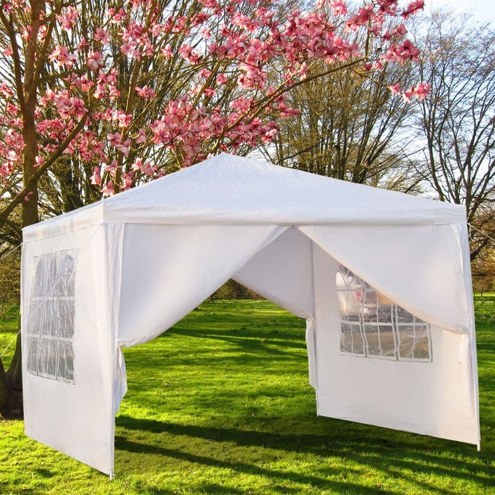 image-3 x 3m Four Sides Portable Home Use Waterproof Tent with Spiral Tubes White