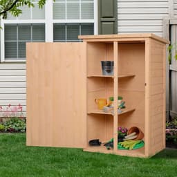 image-Wooden Garden Storage Shed Fir Wood Tool Cabinet