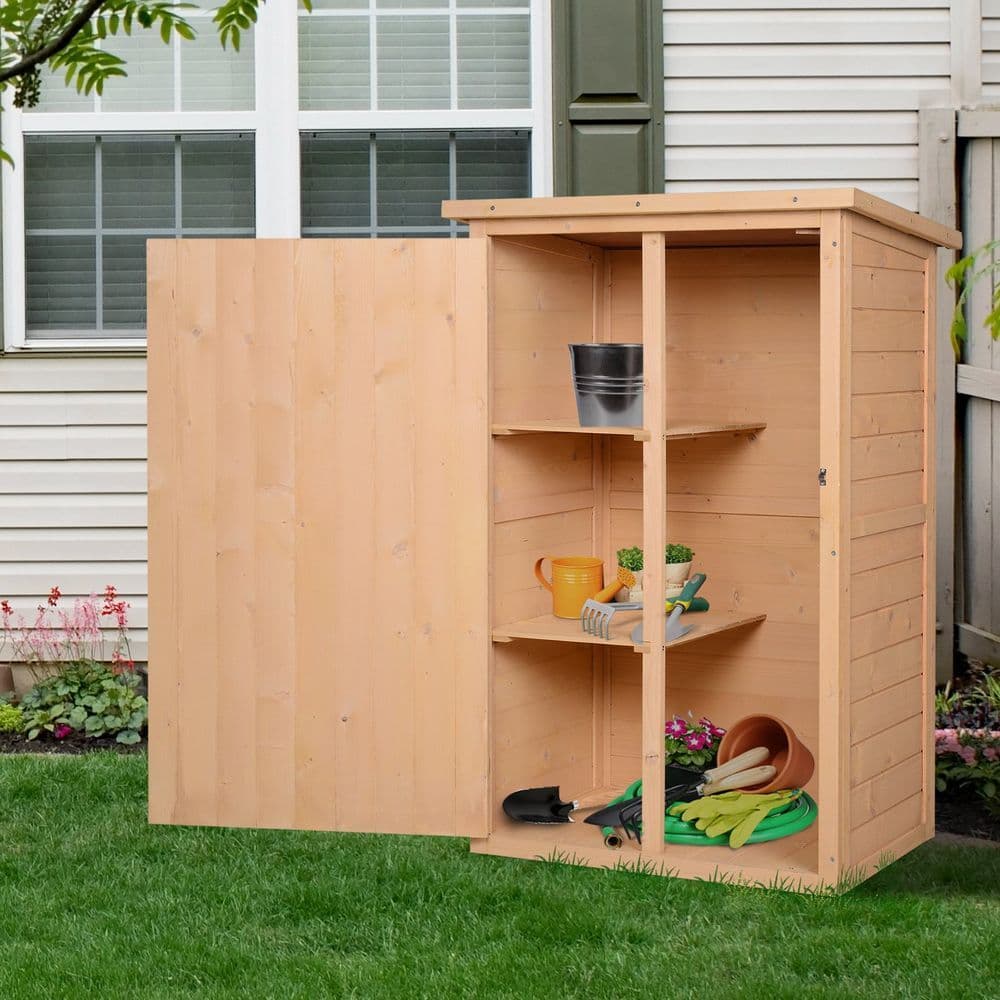 image-Wooden Garden Storage Shed Fir Wood Tool Cabinet