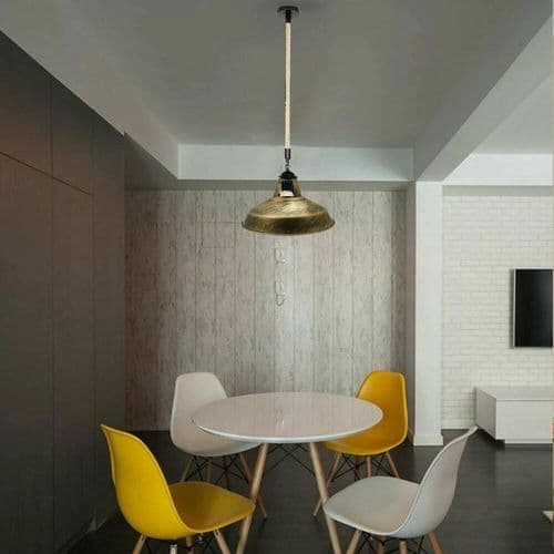 image-12" Industrial Barn Pendant Lights Hanging Rope Fixtures E26~1149
