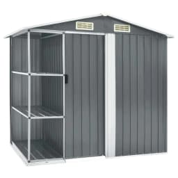 image-Garden Shed with Rack Grey 205x130x183 cm Iron