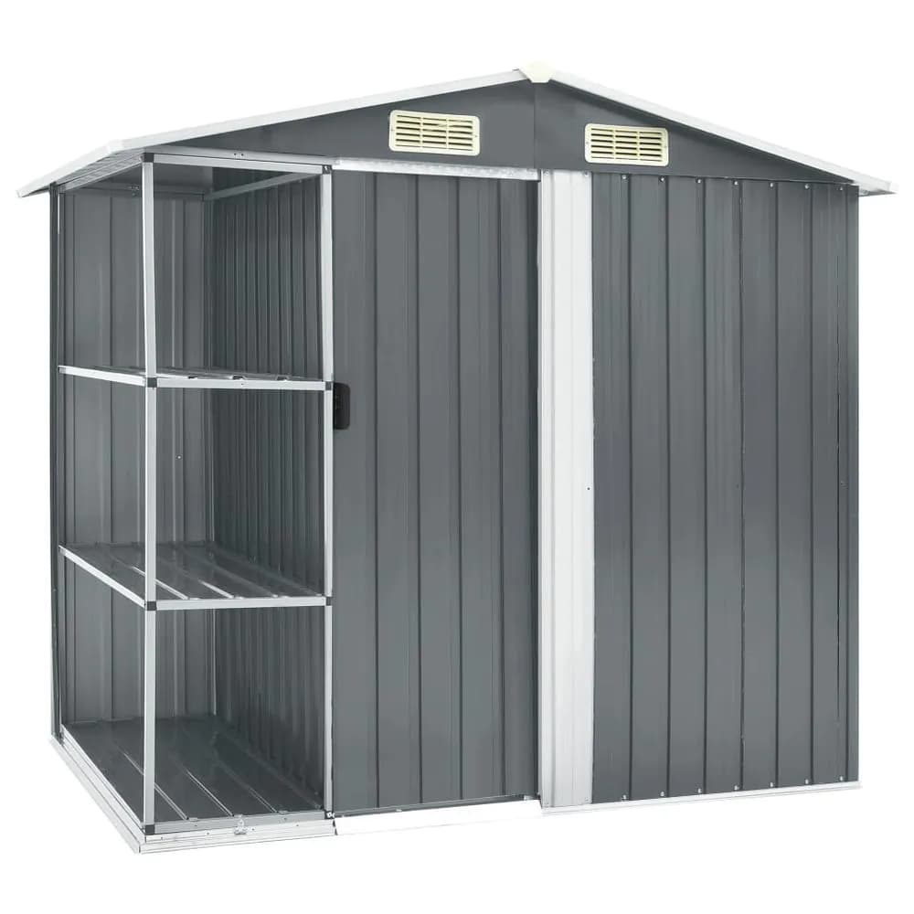 image-Garden Shed with Rack Grey 205x130x183 cm Iron