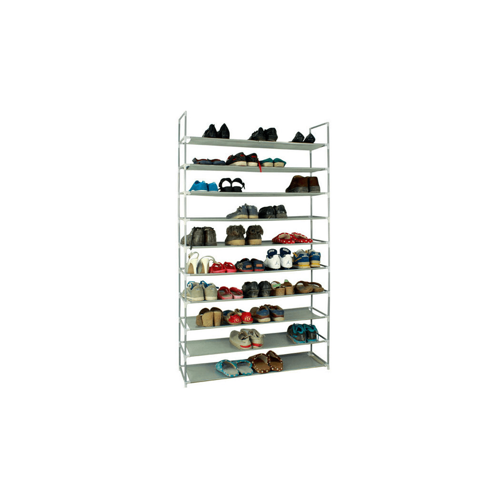 image-100cm Ultra Large Capacity 10 Layers Non-woven Fabrics & Steel Shoe Rack Gray