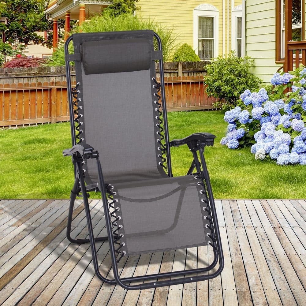 image-Zero Gravity Chair Adjustable Patio Lounge Chair Recling Seat
