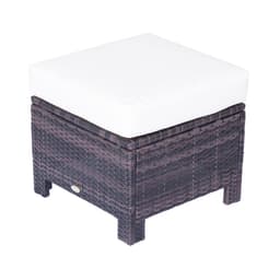 image-Rattan Footstool Wicker Ottoman with Padded Seat Cushion Furniture 50x50x35 cm