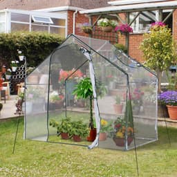 image-Polytunnel Walk-in Greenhouse with Zip Door and Windows
