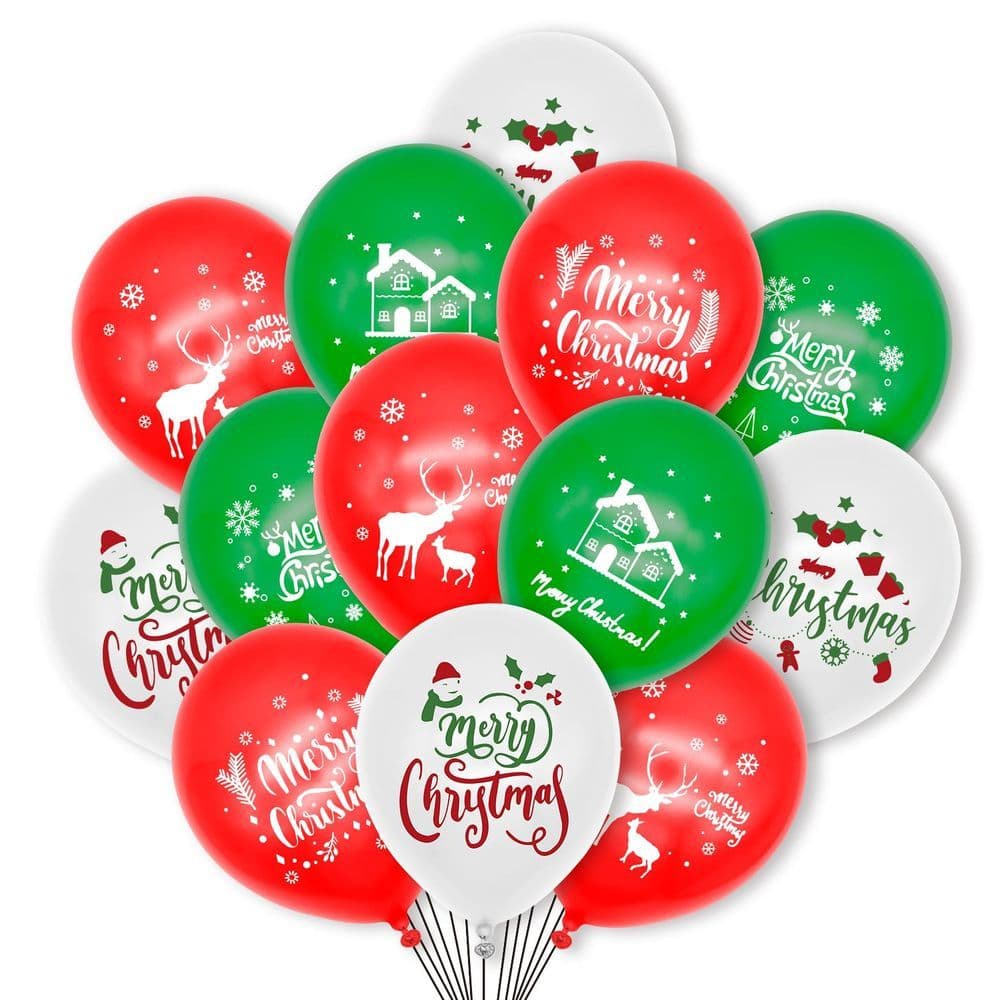 image-Multi Pack Christmas Party Balloons Decoration Set 12inch Latex Xmas Balloons