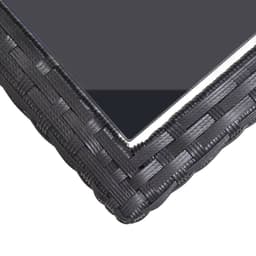 image-Garden Table Black 110x53x72 cm Glass and Poly Rattan