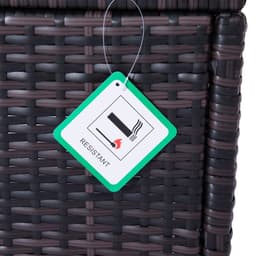 image-Rattan Footstool Wicker Ottoman with Padded Seat Cushion Furniture 50x50x35 cm