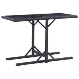 image-Garden Table Black 110x53x72 cm Glass and Poly Rattan