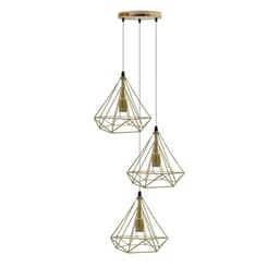 image-Gold Vintage Industrial E27 Ceiling Hanging Light Cage Shade Loft Style Metal Ceiling Pendant Lamp