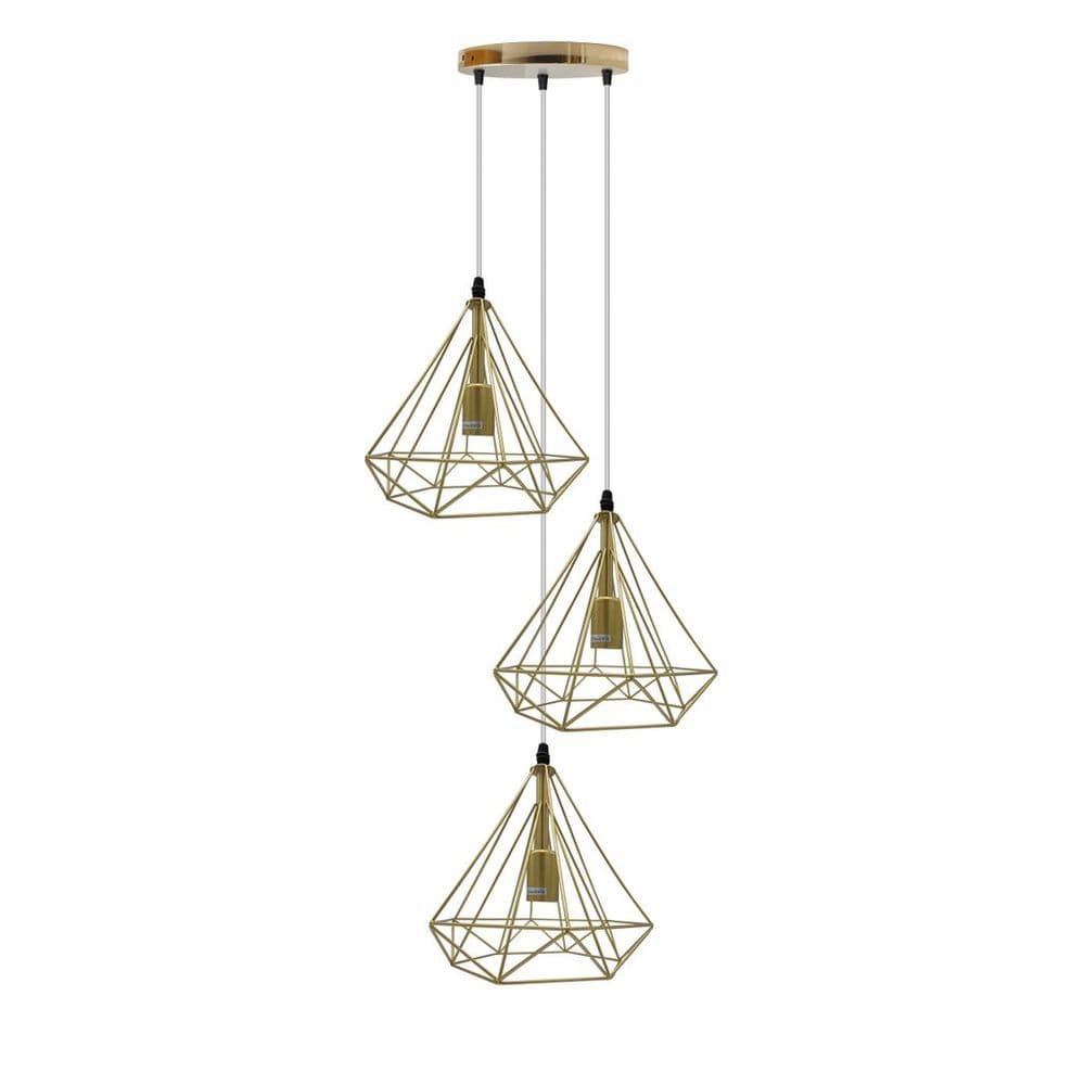 image-Gold Vintage Industrial E27 Ceiling Hanging Light Cage Shade Loft Style Metal Ceiling Pendant Lamp