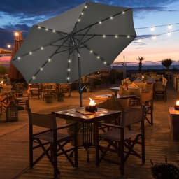 image-Garden 24 LED Light Parasol Outdoor Tilt Sun Umbrella Patio Club Party Sunshade