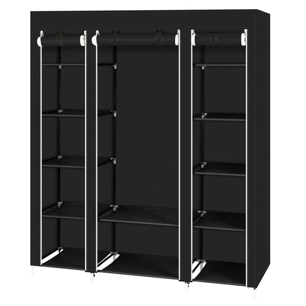 image-69" Portable Clothes Closet Wardrobe Storage Organizer with Non-Woven Fabric Quick and Easy to Assemble Extra Strong and Durable Black