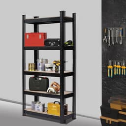 image-5 Tier Heavy Duty Metal Shelving Rack Unit Garage Storage Shelf Black UK