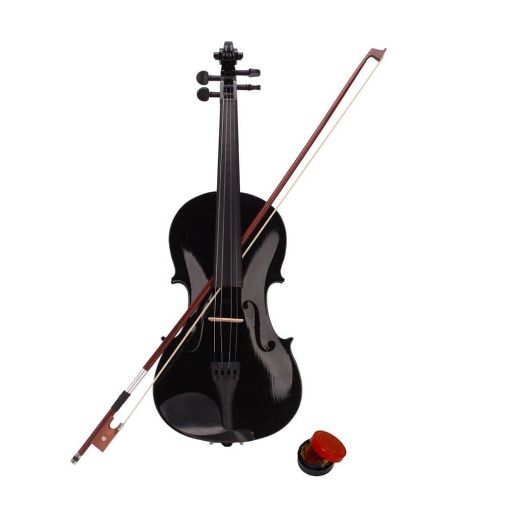 image-New 4/4 Acoustic Violin Case Bow Rosin Black