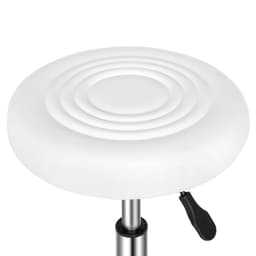 image-Round Stool with Lines Rotation Bar Stool White