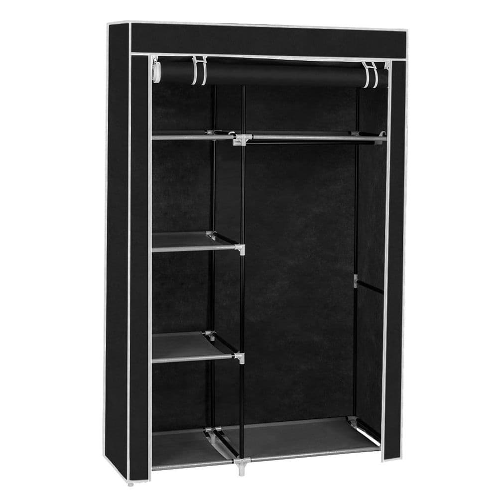 image-64" Portable Closet Storage Organizer Wardrobe Clothes Rack with Shelves Black