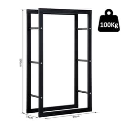 image-Tall Metal Firewood Log Holder Rack Double Tier Fireplace Log Storage Cradle