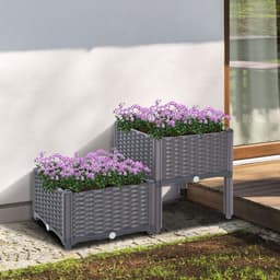 image-PP Set Of 2 Raised Outdoor Garden Planter Box