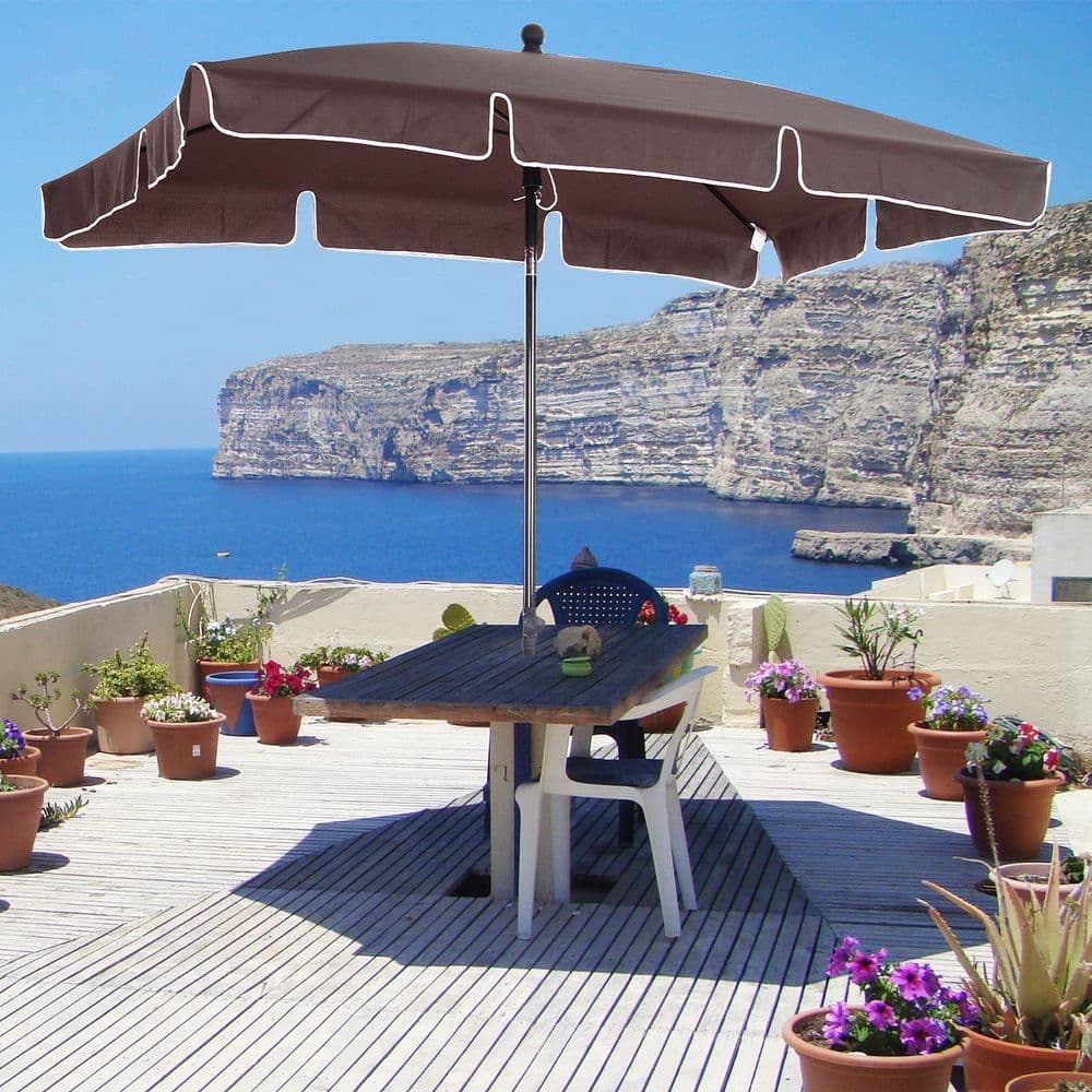 image-Aluminium Sun Umbrella Parasol Patio Garden Tilt 2M x 1.25M