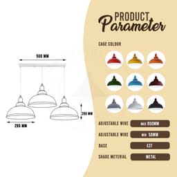 image-Industrial Vintage Loft Kitchen Bar 3 Lights Fittings Ceiling Curvy Metal E27