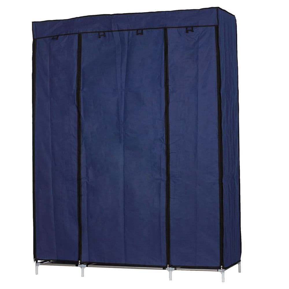 image-5-Layer 12-Compartment Non-woven Fabric Wardrobe Portable Closet Navy (133x46x170cm)