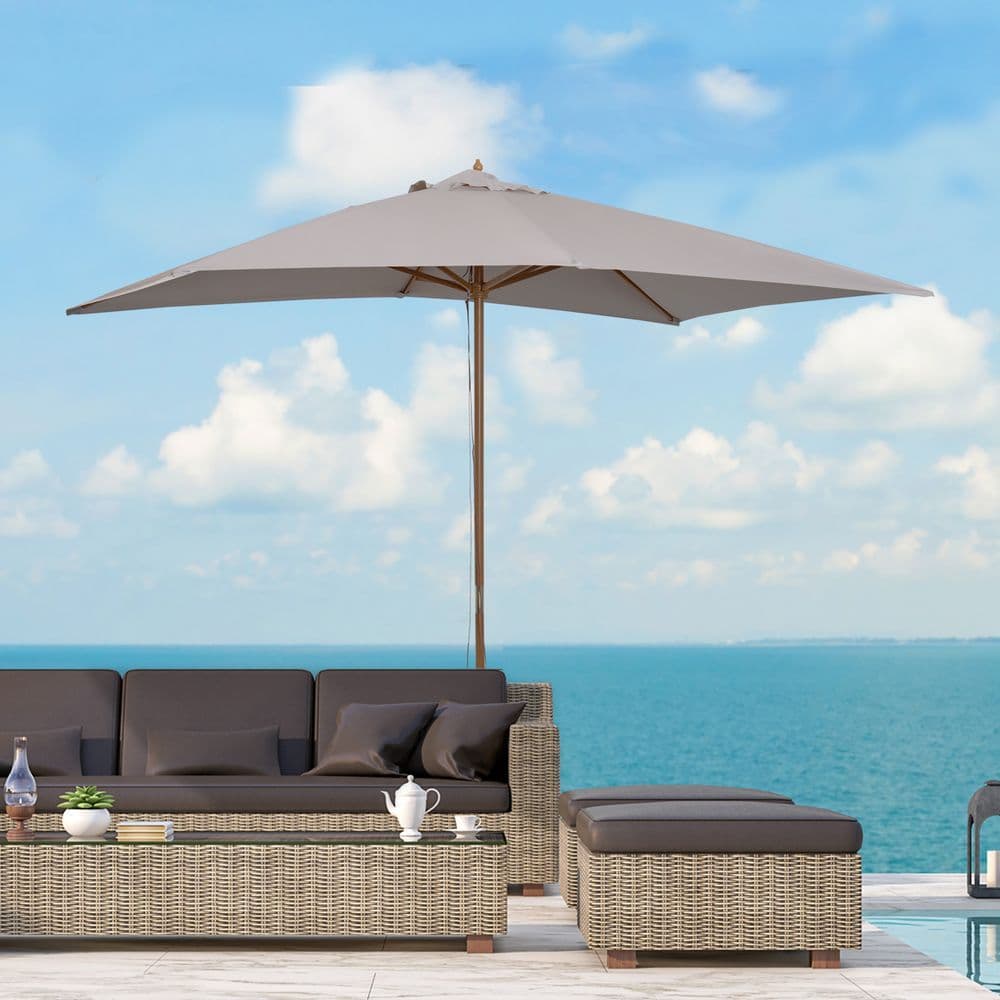 image-3x2m Wooden Patio Parasol Umbrella
