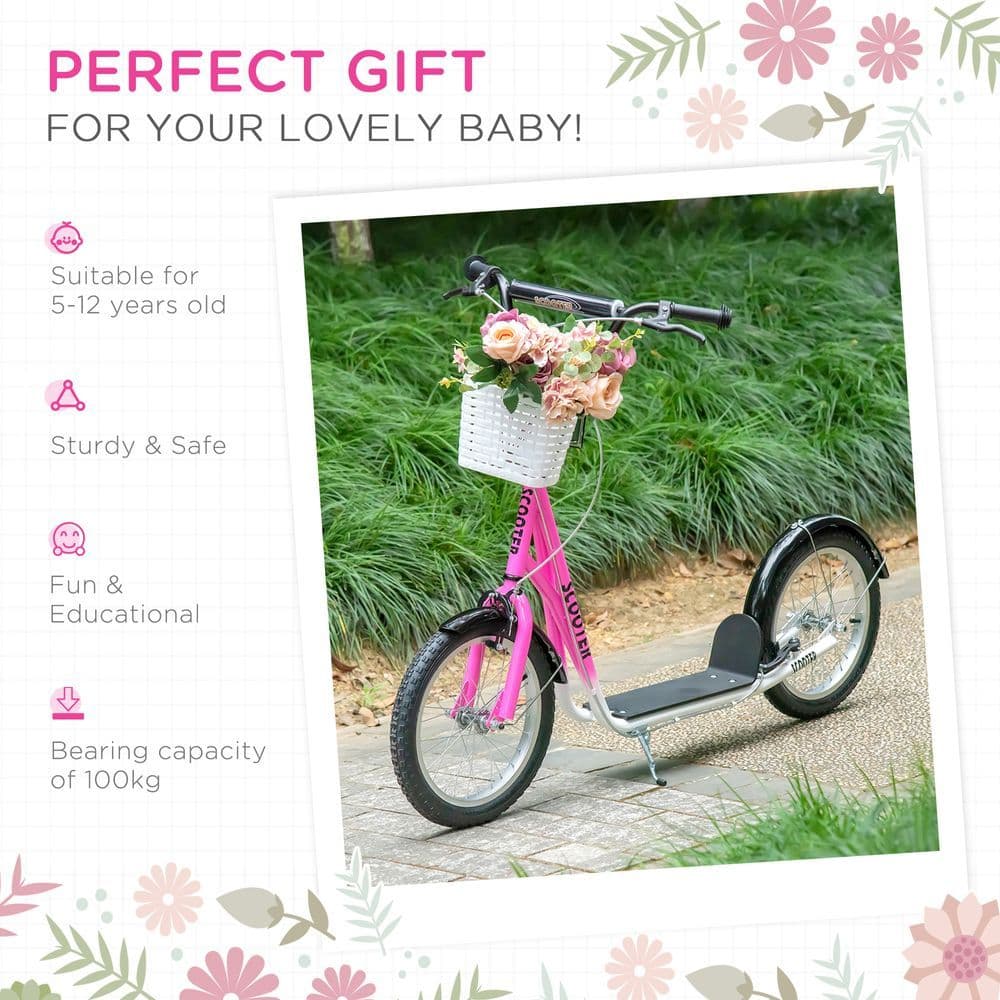 image-HOMCOM Kids Kick Scooter Teen Ride On Adjustable Children Scooter with Brakes