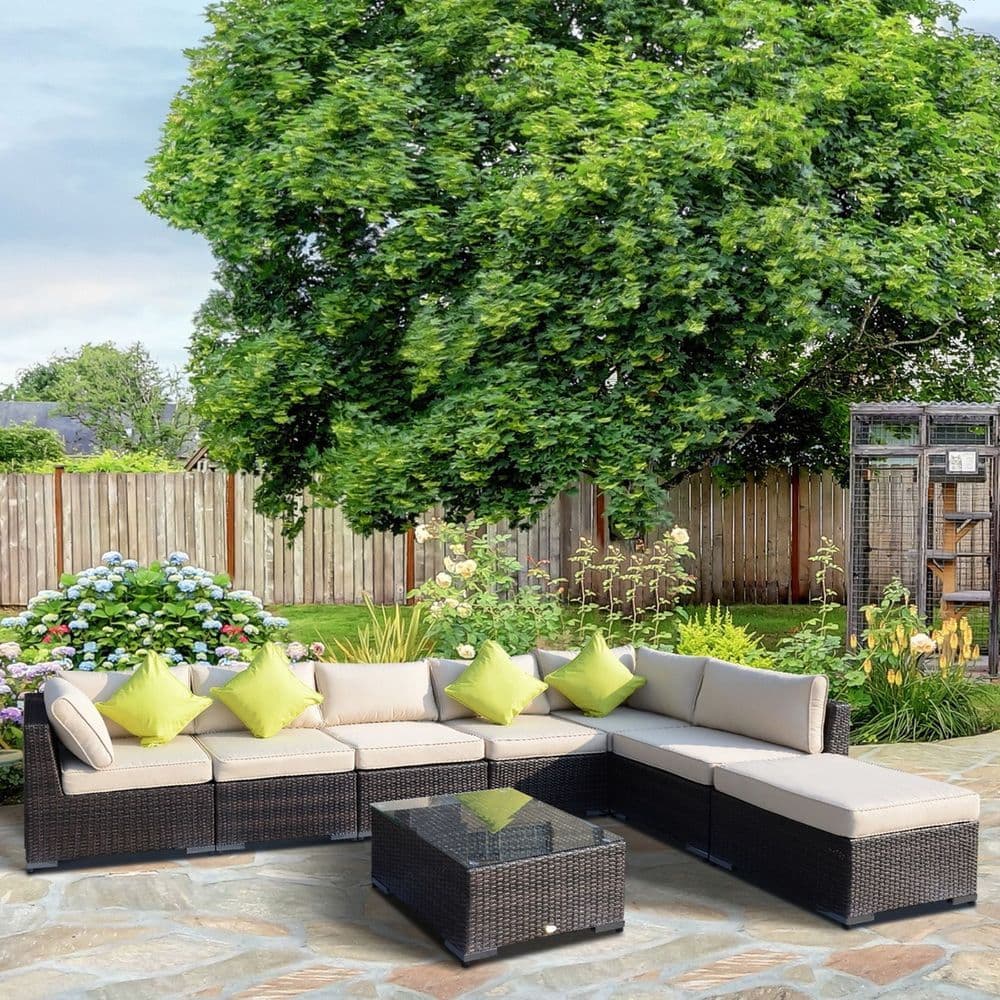 image-8 Pcs Rattan Sofa Set W/Cushions