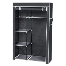 image-64" Portable Closet Storage Organizer Wardrobe Clothes Rack with Shelves Gray