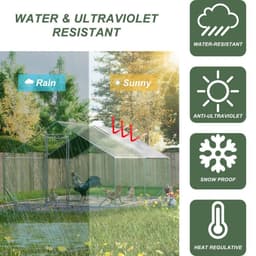 image-10 x 13ft Outdoor Large Metal Chicken Run Coop with 1 piece of Waterproof Cover, Garden Backyard Walk-in Hen Cage Poultry Pet Hutch for Farm Use