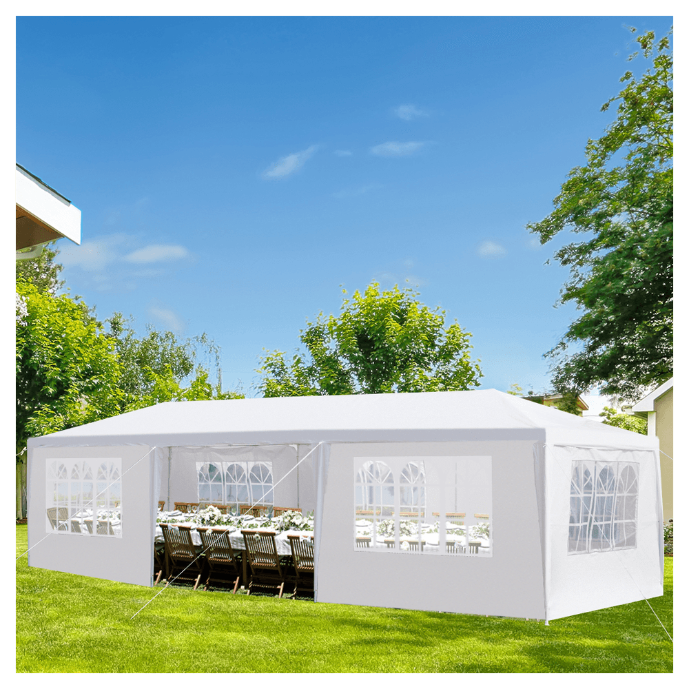 image-3*9m 7-Sided Iron PE Cloth Spiral Pipe Pergola