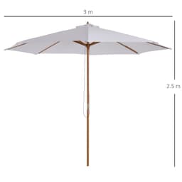 image-10'x8.2'H Bamboo Wooden Round Market Patio Sun Umbrella Parasol Sunshade Canopy