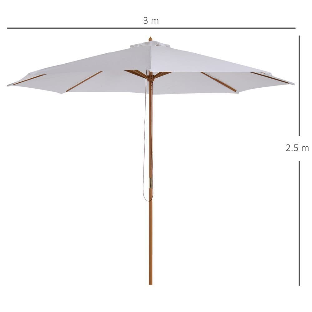image-10'x8.2'H Bamboo Wooden Round Market Patio Sun Umbrella Parasol Sunshade Canopy