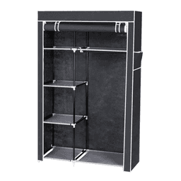 image-64" Portable Closet Storage Organizer Wardrobe Clothes Rack with Shelves Gray