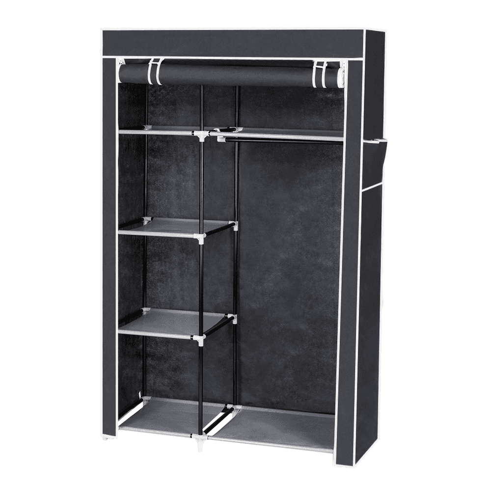 image-64" Portable Closet Storage Organizer Wardrobe Clothes Rack with Shelves Gray