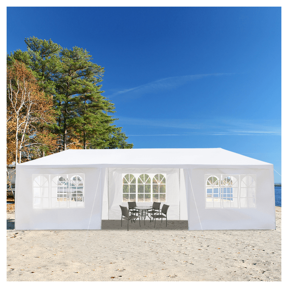 image-3*9m 7-Sided Iron PE Cloth Spiral Pipe Pergola