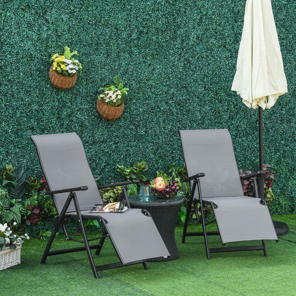 image-2 Sun Lounger Folding Reclining Lounge Chairs 10 Back & Leg Positions